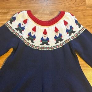 Hanna Andersson Gnome Fair Isle Holiday Knit Sweater Dress Festive Size 5